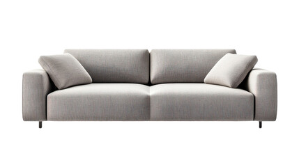 Contemporary Sofa with Clean Lines and Matching Cushions isolated on white background, PNG file, graphic resources
