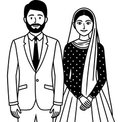 Couple in art vector illustration