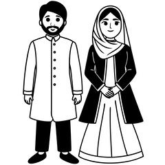 Couple in art vector illustration