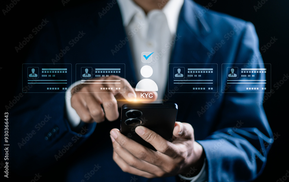 Poster know your customer concept. business verifying the identity of clients for kyc financial client auth