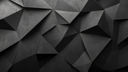 Obraz premium Black white dark gray abstract background. Geometric pattern shape. Line triangle polygon angle. Gradient. Shadow. Matte. 3d effect. Rough grain grungy. Design. Template. Presentation, ai