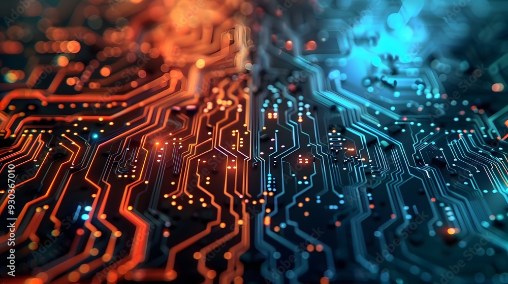 Poster the contrast between analog and digital neuromorphic systems, showcasing both types of circuits and 