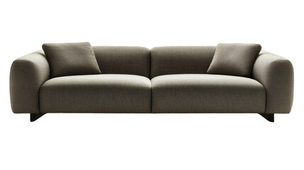 Contemporary Sofa with Clean Lines and Matching Cushions isolated on white background, PNG file, graphic resources