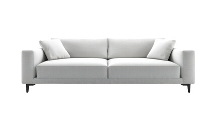 Fototapeta premium Contemporary Sofa with Clean Lines and Matching Cushions isolated on white background, PNG file, graphic resources