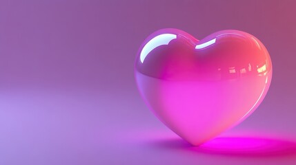 A glossy, pink heart-shaped object on a gradient background, symbolizing love and affection.