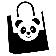 Create a panda store bag silhouette  art vector illustration