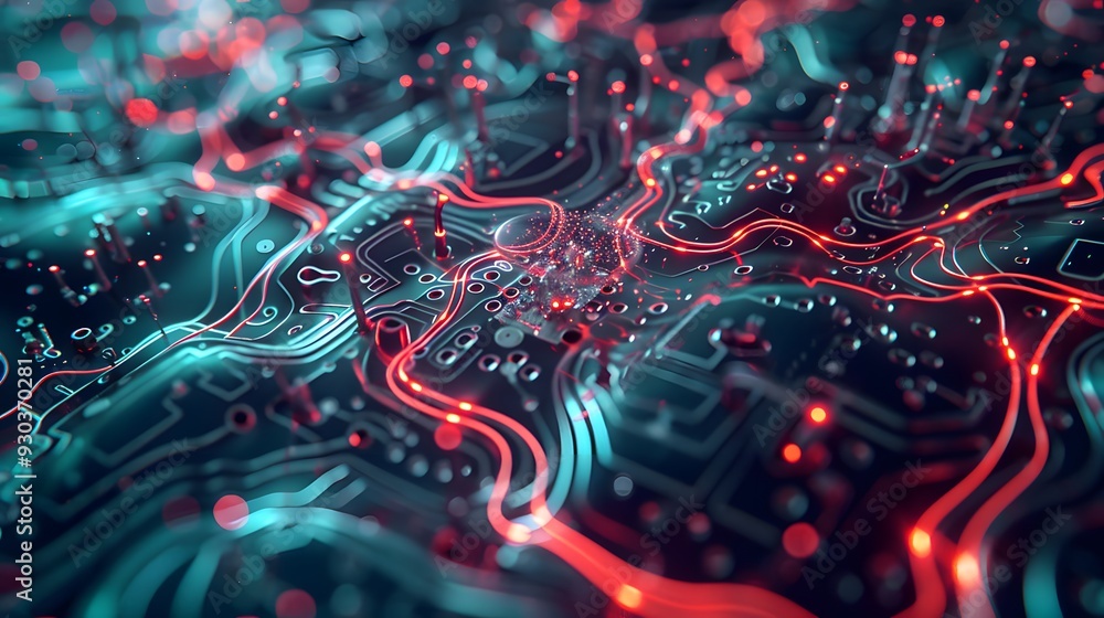 Poster a detailed image of integrated circuits designed for neuromorphic computing, highlighting advanced c