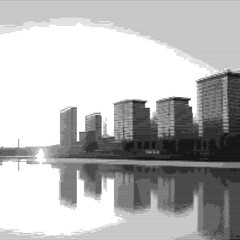 Fototapeta premium Digitally abstracted reflection of urban buildings