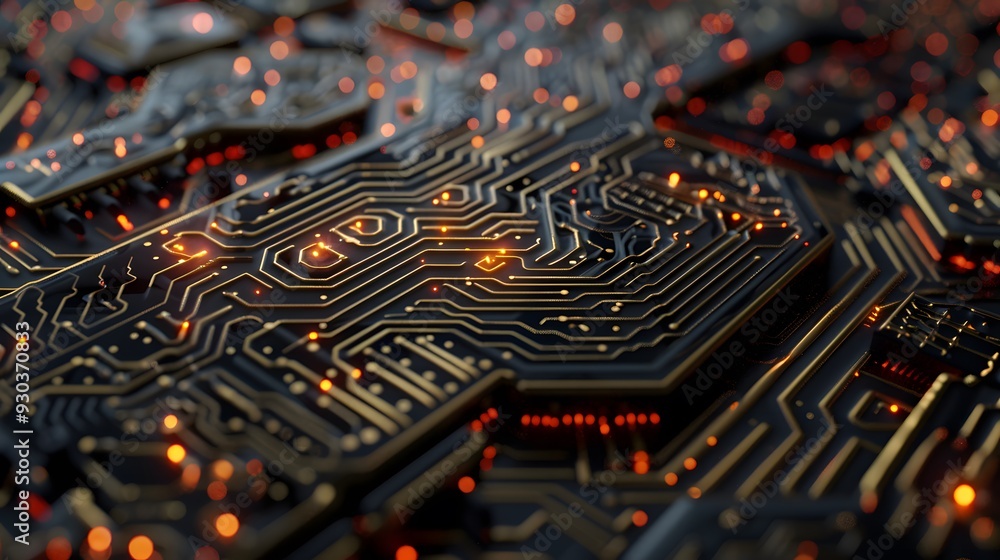 Poster a detailed image of integrated circuits designed for neuromorphic computing, highlighting advanced c
