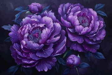 Obraz premium Dark Purple Peonies with Intricate Petals