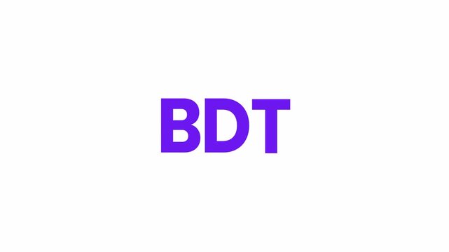 BDT Currency Text Animattion. Alpha matte with transparent background 4K resolution.