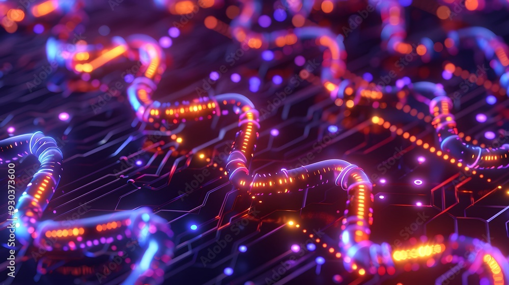 Aufkleber engineered genetic circuits functioning like electronic circuits, with glowing dna pathways and bioe