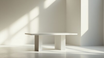 A simple white table with a single, soft light source, emphasizing the tranquility of minimal visual stimulation.