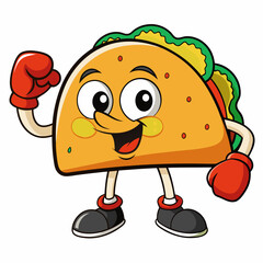 Cute taco mascot character art vector illustration