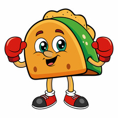 Cute taco mascot character art vector illustration