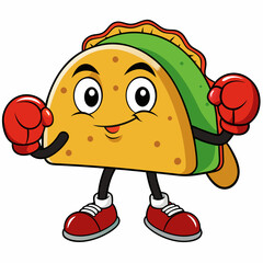 Cute taco mascot character art vector illustration