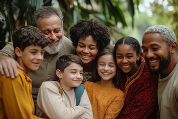 Fototapeta premium Generational Joy: A Diverse Family Embracing Love, Generative AI