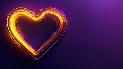 A glowing heart shape against a purple background, symbolizing love and affection.