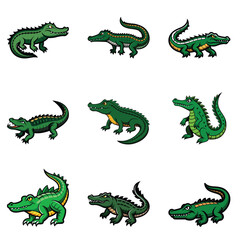 set of crocodile vector design, crocodile, animal, lizard, reptile, cartoon, dragon, green, illustration, isolated, dinosaur, vector, gecko, alligator, nature, art, wildlife, monster, wild, funny