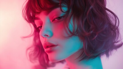 Obraz premium Neon Portrait of a Woman