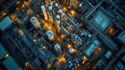 Aerial view of a large industrial plant with heavy machinery, showcasing the scale of manufacturing operations.