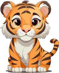   a cute cartoon tiger vector illustration