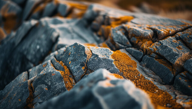 Rugged layers of metamorphic rock create an intricate pattern of texture and hues