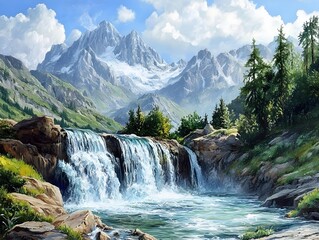 waterfall in the mountains