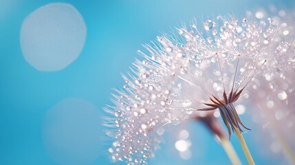 A dandelion with a blue background