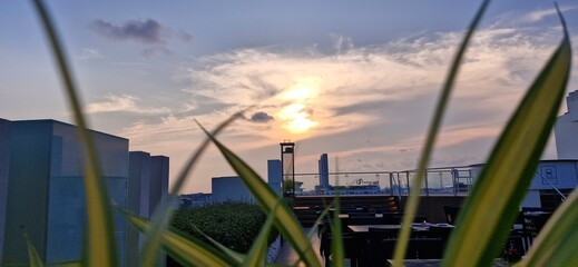 Fototapeta premium sunset over the river