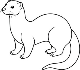 Otter outline line art or sketch illustration, floating on its back with its paws up, drawn with playful and smooth lines on a white background.