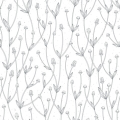 Series of seamless flower pattern motif in rustic floral hand drawing outline line textile fabric wallpaper paper wrap print