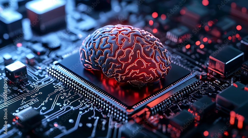 Poster an ai brain circuit board concept showcases the intricate technology behind artificial intelligence 