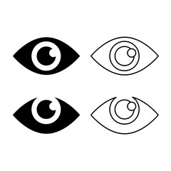 Eye black and white flat vector icon design with editable stroke. Eye symbol and clip art