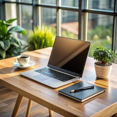 Modern and Organized Home Office Workspace Featuring a Laptop and Essential Tools