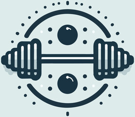 a sleek, minimalist vector logo with the outline of a dumbbell, emphasizing symmetry, strength, and fitness. 