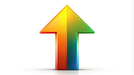 Fototapeta premium A sleek, modern arrow icon in a bold, bright color, pointing upwards, symbolizing progress, success, and forward momentum in business, goals, and personal growth.