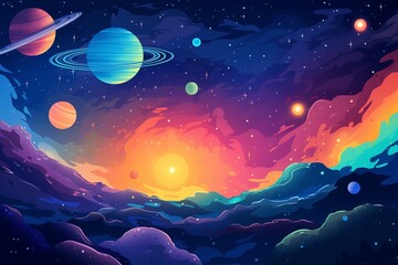 vector cartoon galaxy background