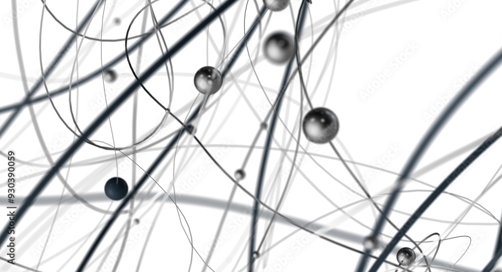 Fototapete Abstract digital background of points and lines. Glowing plexus. Big data. Network or connection.