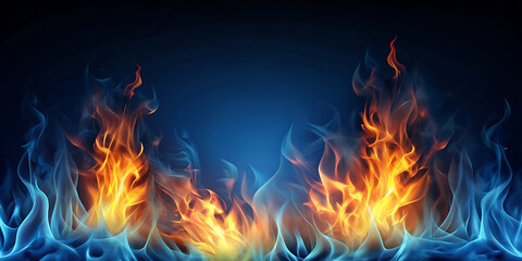 Fototapeta premium orange and blue fire flames background