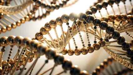 3D AI Driven Bioinformatics Elements - Abstract Vector Concept with DNA Strands and Data Sequences for Genetic Research Analysis