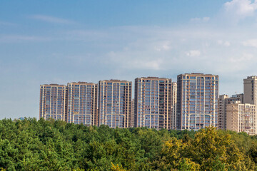Areal shot of the modern district. City