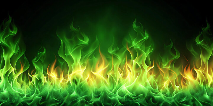 green fire flames background