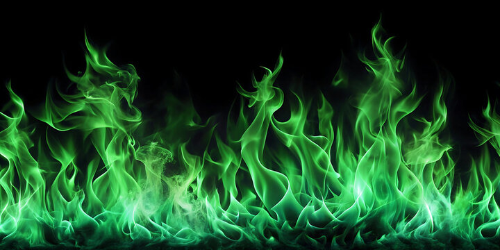 green fire flames background