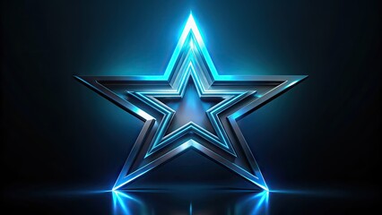 Obraz premium A stylized illustration of a futuristic five-pointed star symbol with a sleek, metallic sheen, set against a dark background with neon blue accents.