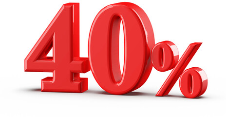 40 percent off sale red number 3d render