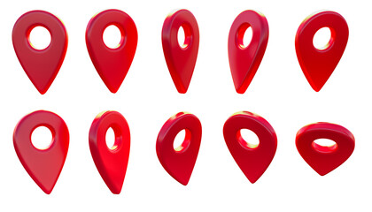 3d rendering 3d realistic location map pin gps pointer markers, transparent background