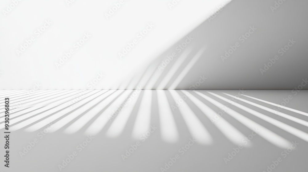 Poster a minimalist scene featuring shadows cast on a flat surface, creating a sense of depth.
