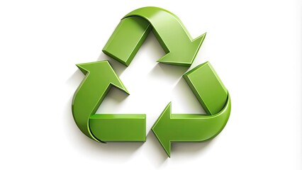 Fototapeta premium A stylized, modern redesign of the recycling symbol, formed by green arrow loops, conveying eco-friendliness, sustainability, and environmentally responsible practices in a contemporary setting.