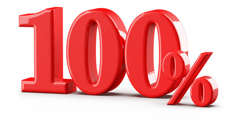 100 percent off sale red number 3d render